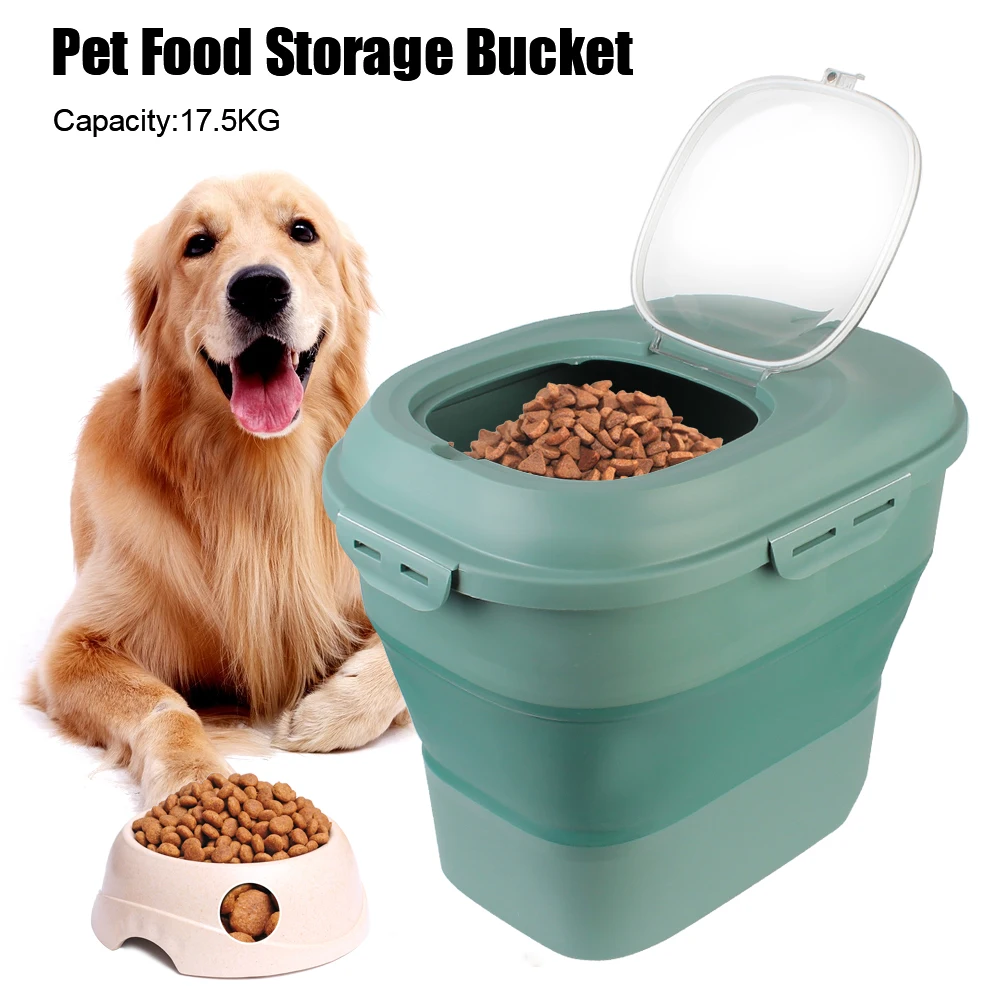 

Dry Cat Food Box Bag With Measuring Cup for Moisture Proof Seal 23L Pet Dog Food Storage Container Rice Storage Bucket