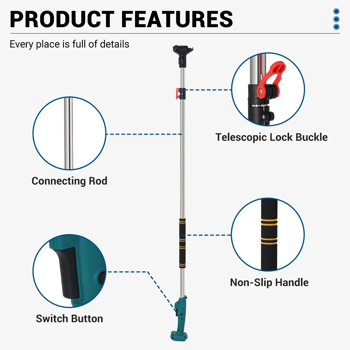 30mm 21V Brushless Motor Cordless Electric scissors Pruner pruning Shears Fruit Tree 250cm Extendable Pole For Makita Battery 3
