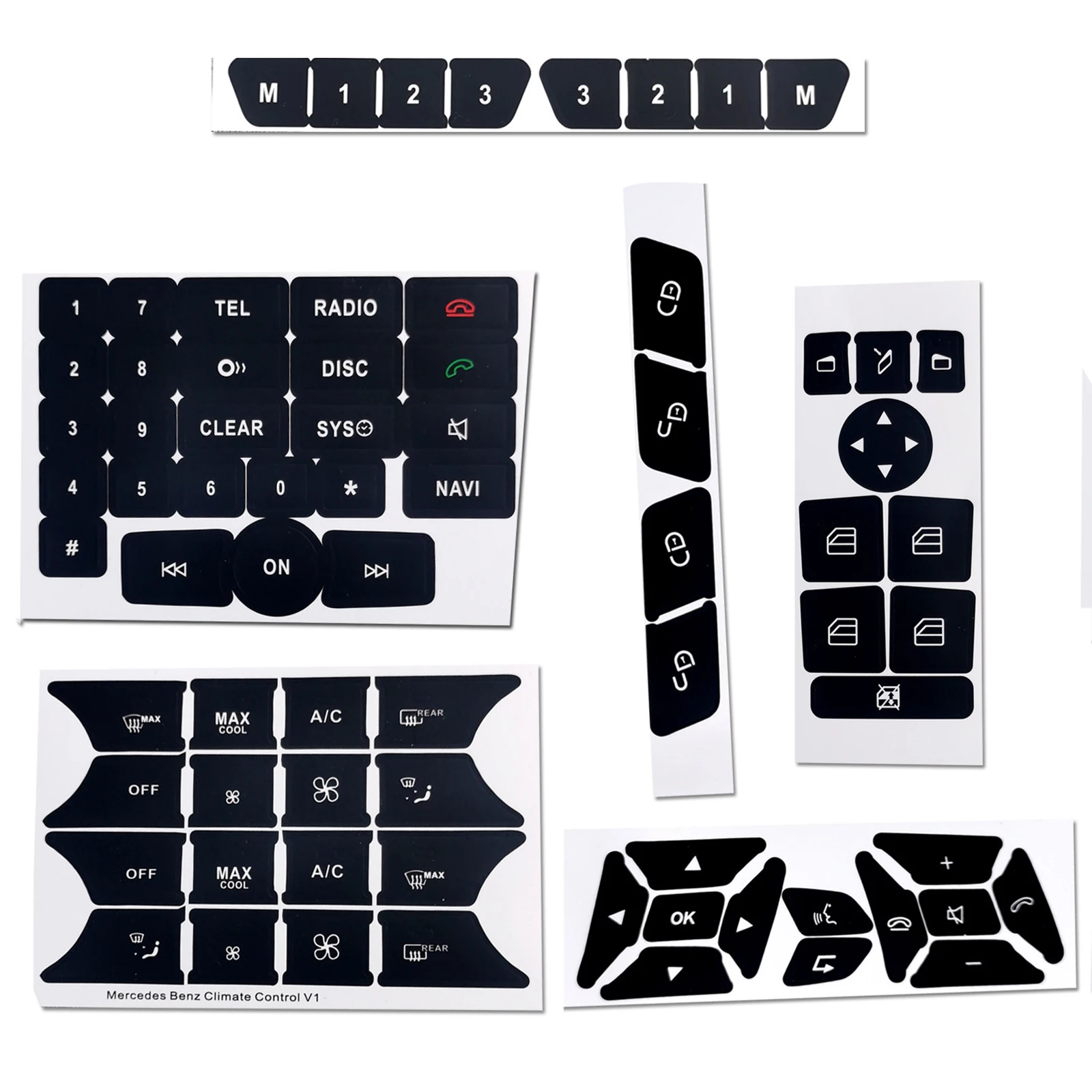 Car Button Repair Sticker Matte Black Decals Stickers For Mercedes For