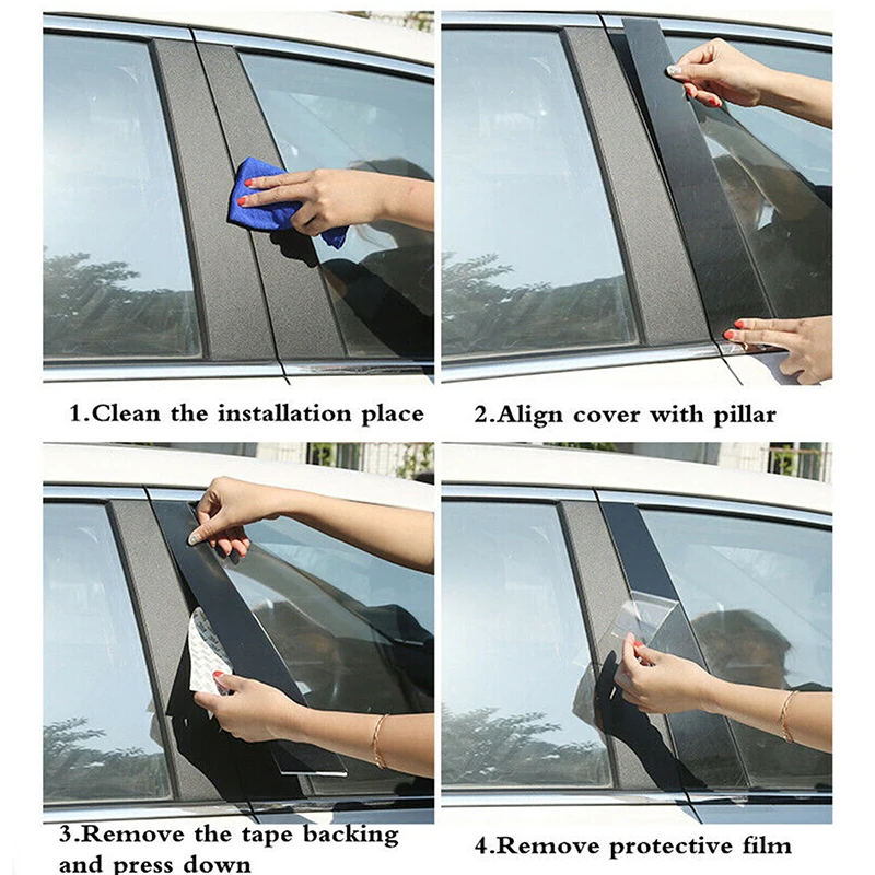 6Pcs Car Pillar Posts for VW Passat 2011 2012 2013 2014 2015 2016 2017 2018 Door Window Trim Stickers Decoration Accessories