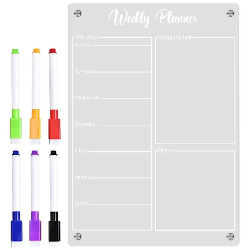 

Fridge Magnet Whiteboard Calendar Weekly Planner Message Boards Reusable Dry Erase Board Schedule Transparent With Pen