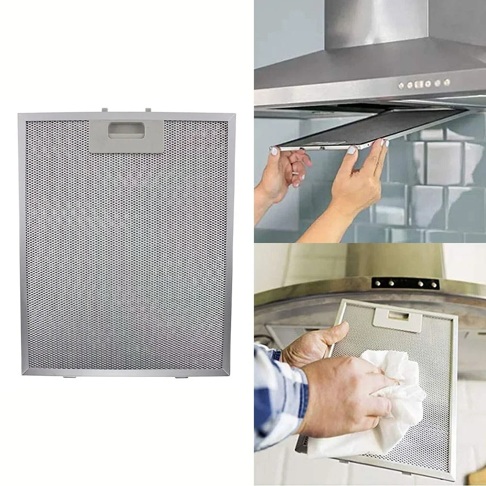 Metal Kitchen Range Hood Filter Extrator de Graxa para Exaustor Aspirador de Ventilação Malha 300x252x9 mm Prata 1pc