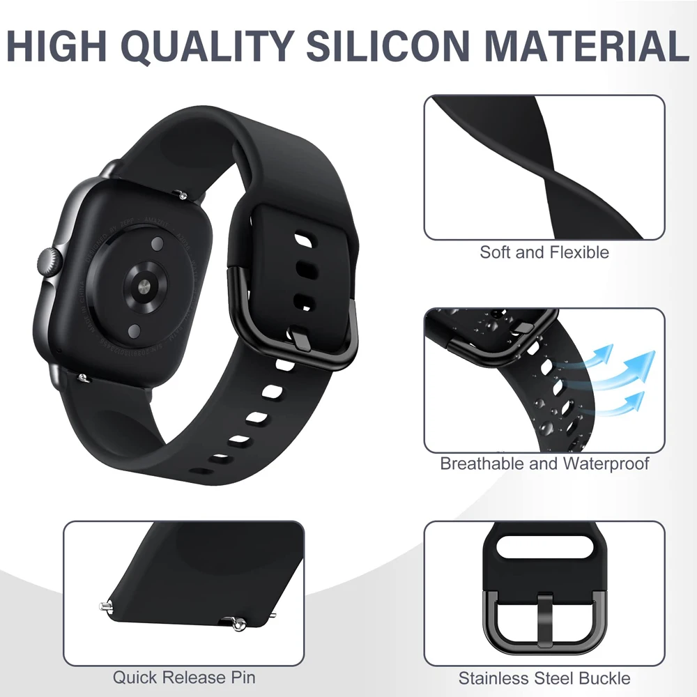Silicone Watch Strap 20mm for Huami Amazfit GTS 4 Mini/GTS 3/GTS 2/GTS 2 mini/GTS 2e Bip U/U Pro