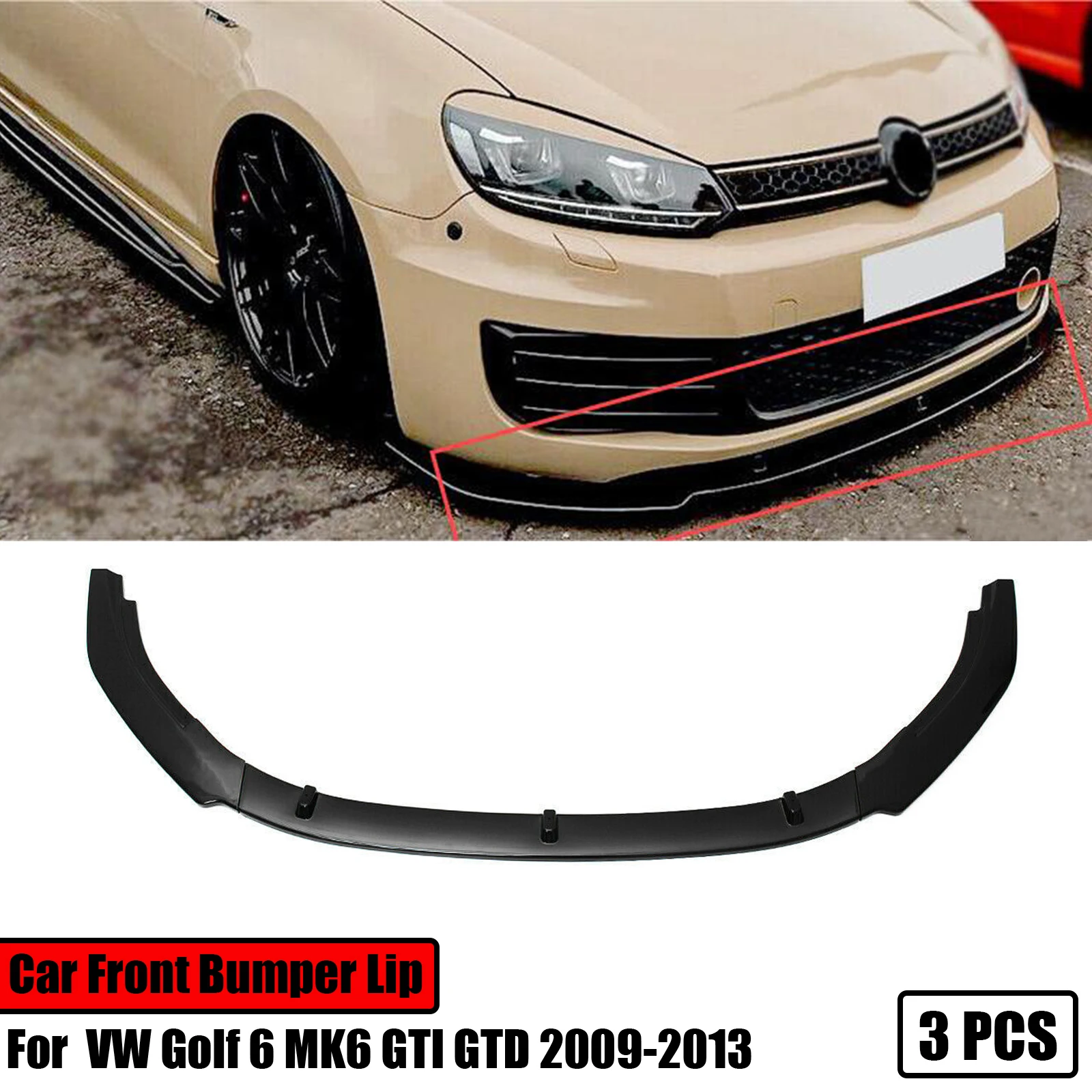

3 шт., передний бампер для VW Golf 6 MK6 GTI GTD 2009-2013
