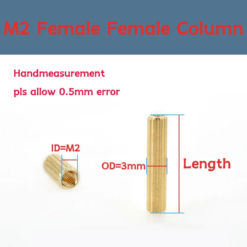 M2 황동 원형 마더보드 간격 나사 보드 랙 스페이서 볼트 암-암 스탠드오프 나사형 기둥 기둥 PCB 지지대