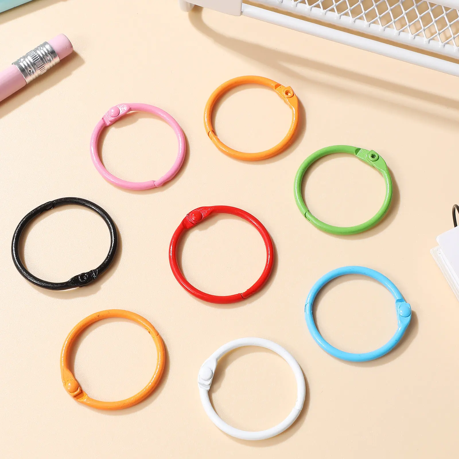70Pcs 멀티 컬러 금속 바인더 링 인덱스 카드용 고급 장인정신 키링 루즈리프 노트북 바인딩 플래너 용품