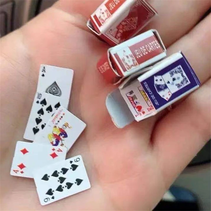 Funny Cute Mini Playing Cards Poker Games Super Small Cards Spoof Gifts Travel Toys Prank Props