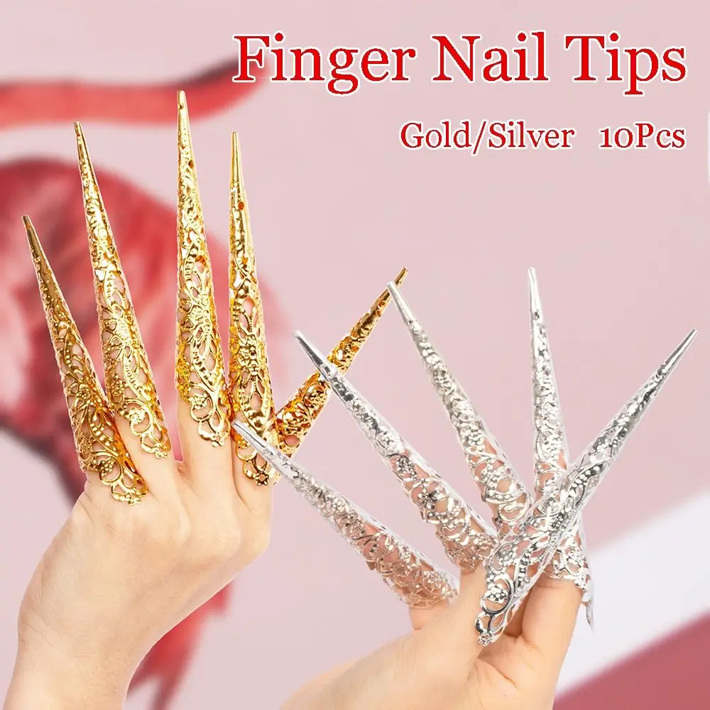 10Pcs Indian Thai Dance Dance Prop Peacock Finger Jewelry Finger Nail Tip Dance False Nail False Nail