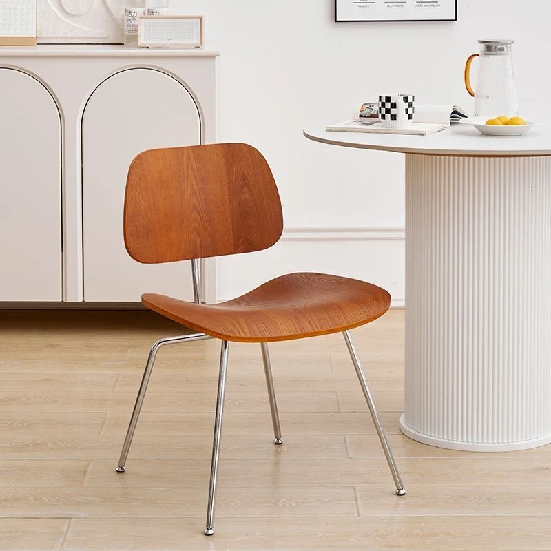 

Molded Plywood Dining Chair Stainless Steel Legs Dining Room Restaurant Furnitures Mid Century Modern Wood Chair Replica YH