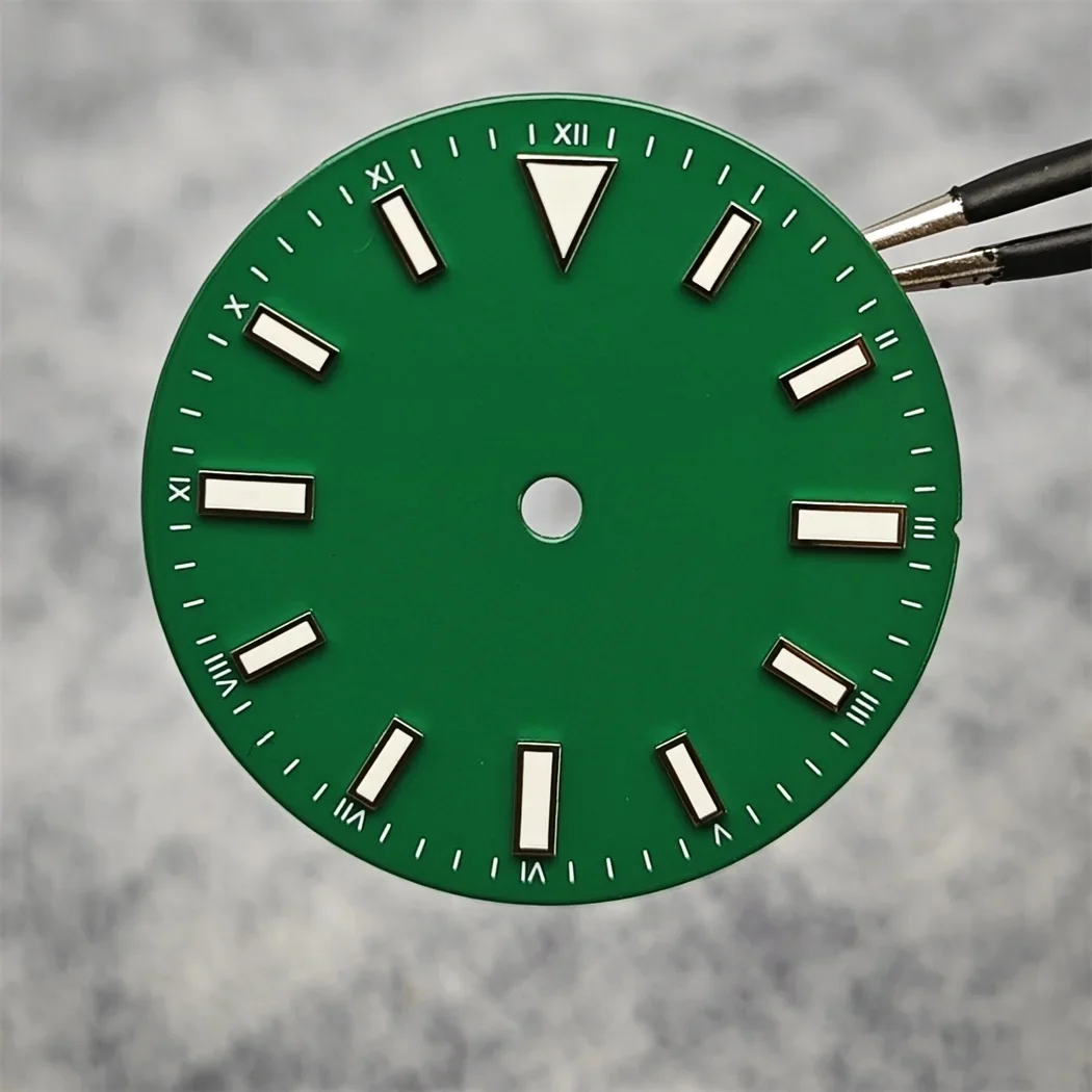 Enameled Watch Dial with Green Luminous Face - 28.5mm