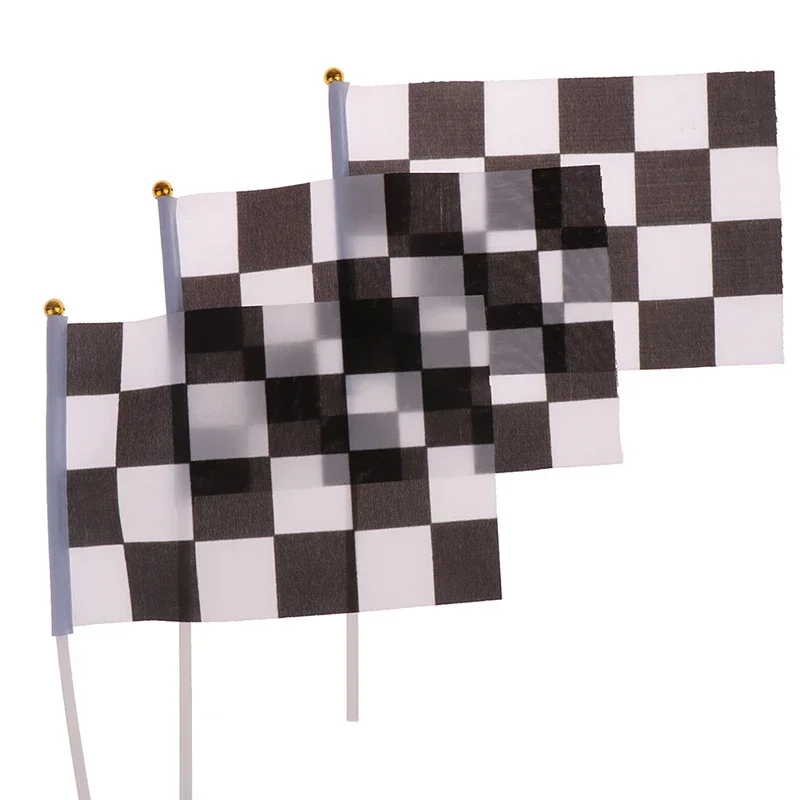 1/10Pcs 14*21cm Black And White Square Hand Flag Racer Waving Racing Flags Car Starting Banners