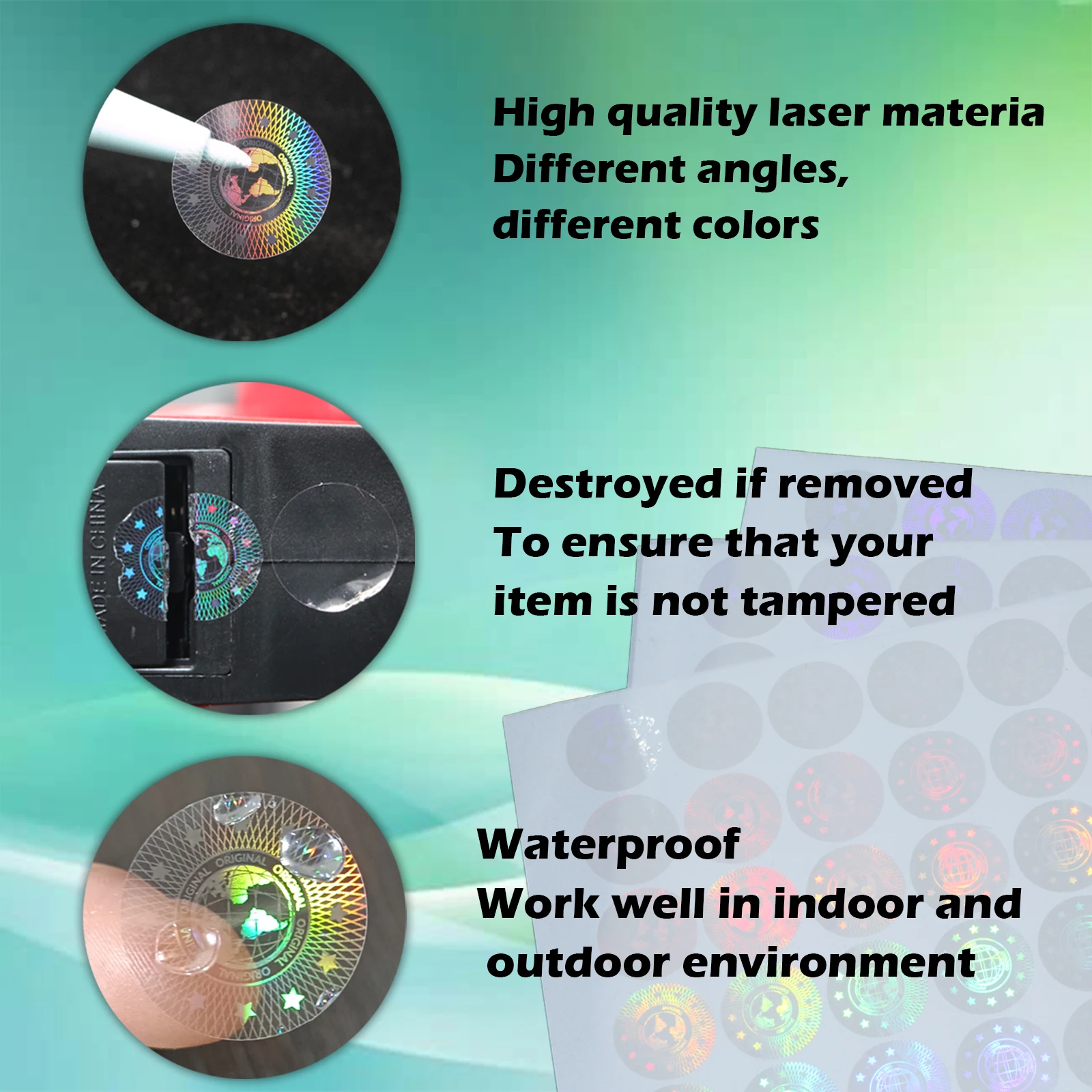 둥근 투명 스티커 Tamper evident 라벨 높은 보안 스티커 Void 라벨 보증 인감 홀로그램 스티커 0.8inch