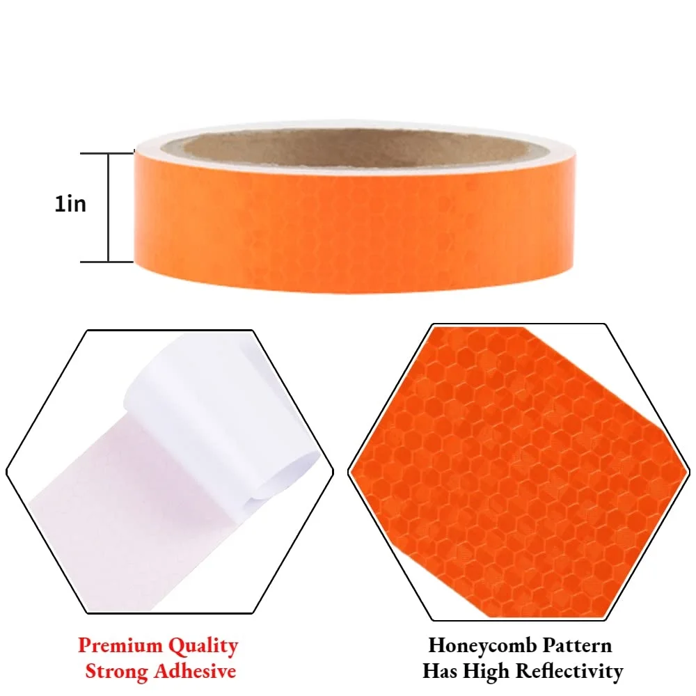 25mmx50m Reflectors Car Stickers Shiny Orange Waterproof Reflective Material Safety Mark car-styling Self Adhesive Warning Tapes