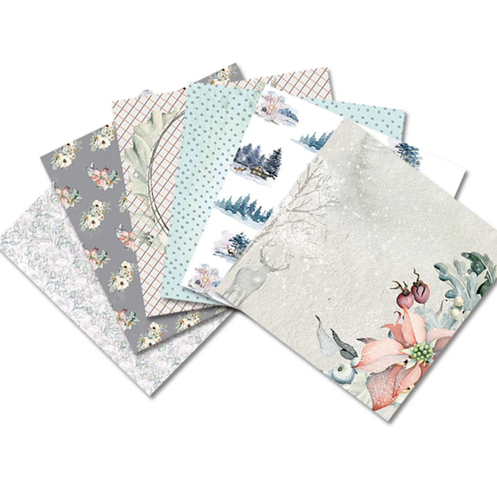 6-Inch Scrapbook Paper Craft Paper Scrapbooking Paper Single Sided Pattern Paper 12 Sheets Winter Background Decorative