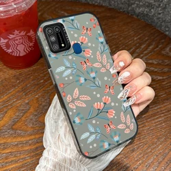 Charming Floral Design Shockproof Phone Case - Cute Flower Painted Back Cover for Samsung F41 (Silver)