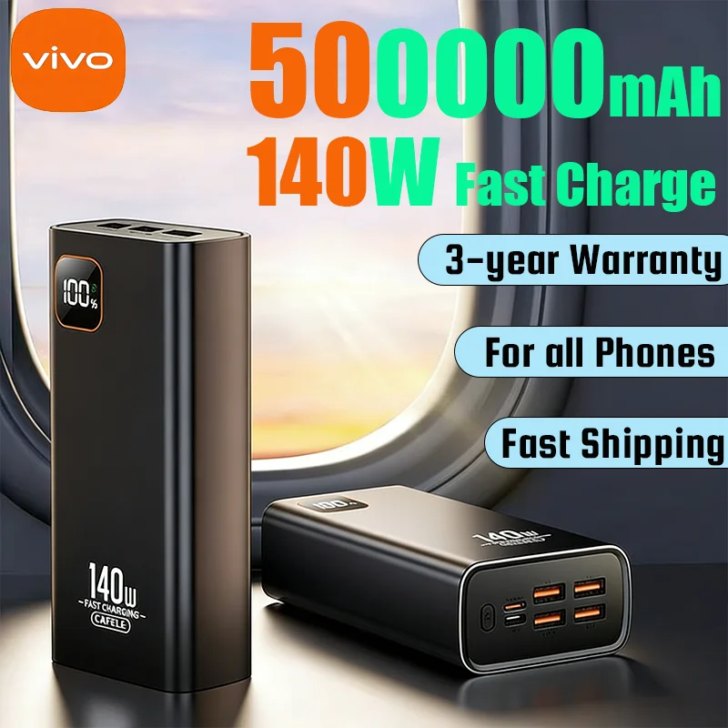 Vivo 500000mAh haute capacité 140W charge rapide batterie externe CCC Portable puissance Mobile affichage numérique batterie externe pour IPhone