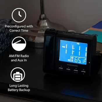 Projection Alarm Clock Radio with Dual Alarm Auto Time Set Temperature Display 5