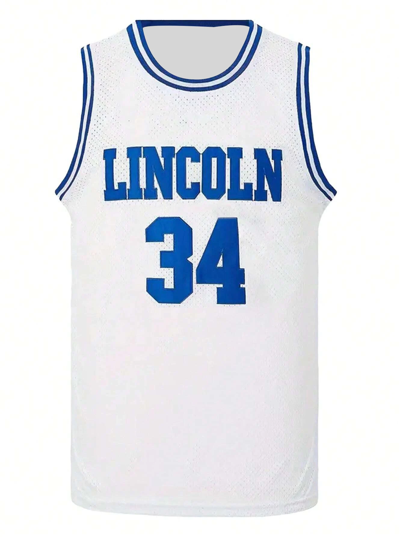 Boyfriend Style Men's #34 White Basketball Jersey Loose Fit Breathable Sleeveless Crew Neck Tank Top Suitable For Basketball