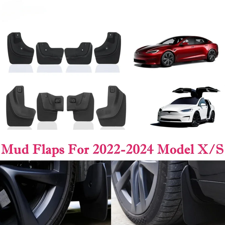 Paraspruzzi Per 2022-2024 Tesla Model X Model S Paraspruzzi Protezione Per Pneumatici Nessuna Perforazione Richiesta Parafanghi Modello X/S Plaid Acce