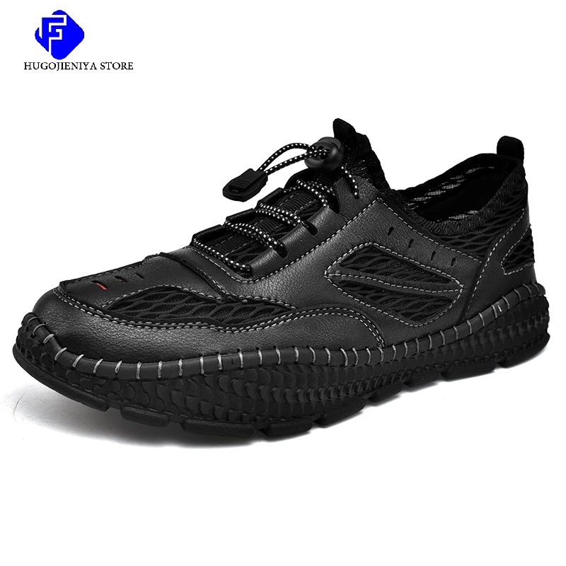 Summer Mesh Men Shoes Slip On Breathable Flat Casual Shoes Outdoor Walking Men Sneakers Hiking Shoes Zapatillas Hombre Big Size