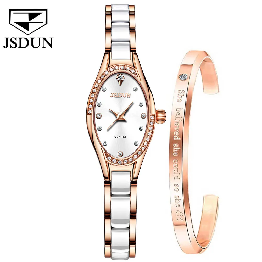 Jsdun Elegant Ceramics Watchstrap Quartz Watch For Women Waterproof