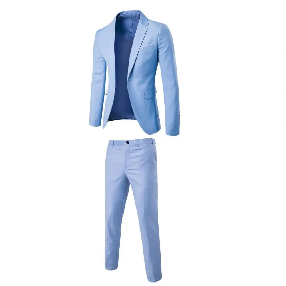 Blazer Pants Men Suit Korean Style Slim Fit Buttons Formal Suit Temperament Single-breasted Spring Business Blazer + Pants formal suit