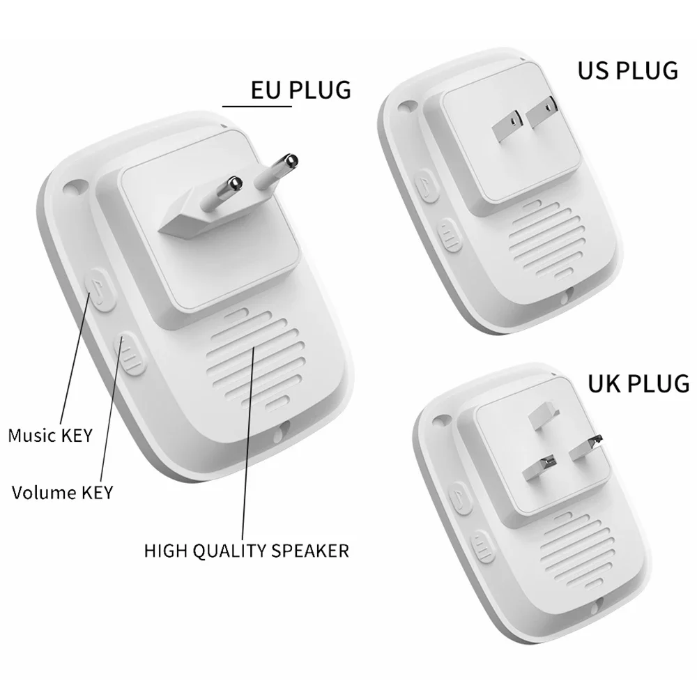 Cacazi campainha sem fio à prova dremote água 300 m remoto 6 botão 1 receptor led inteligente casa chamada sino 58 carrilhão do hotel 220 v