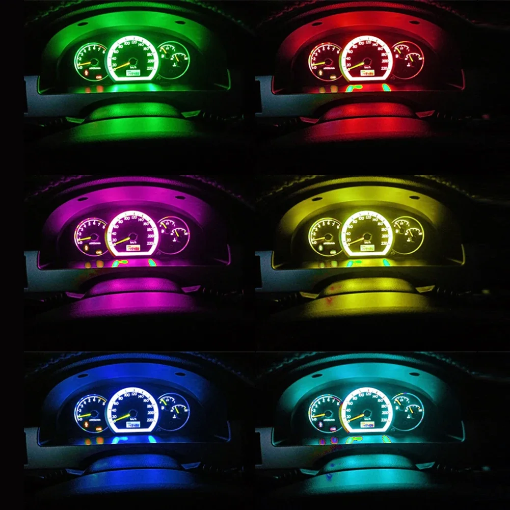 5pcs T5 LED 전구 자동 자동차 대시 보드 조명 계기판 램프 2-3014 SMD 무극성 7 생생한 조명 색상 DC 12V