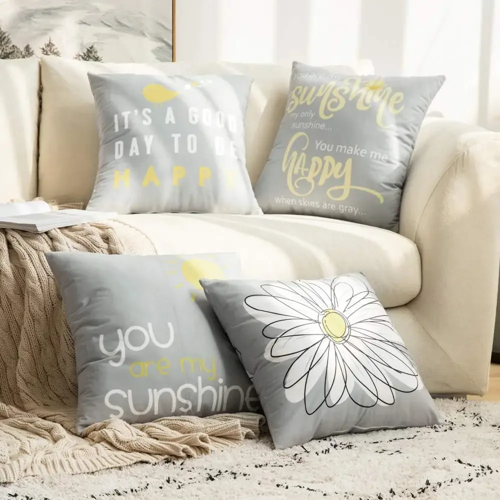

Серая наволочка с надписью «Daisy You Are My Sun Happy Bird», 40*40, декоративный чехол для дивана в гостиную, 60*60, украшение для дома 50*50