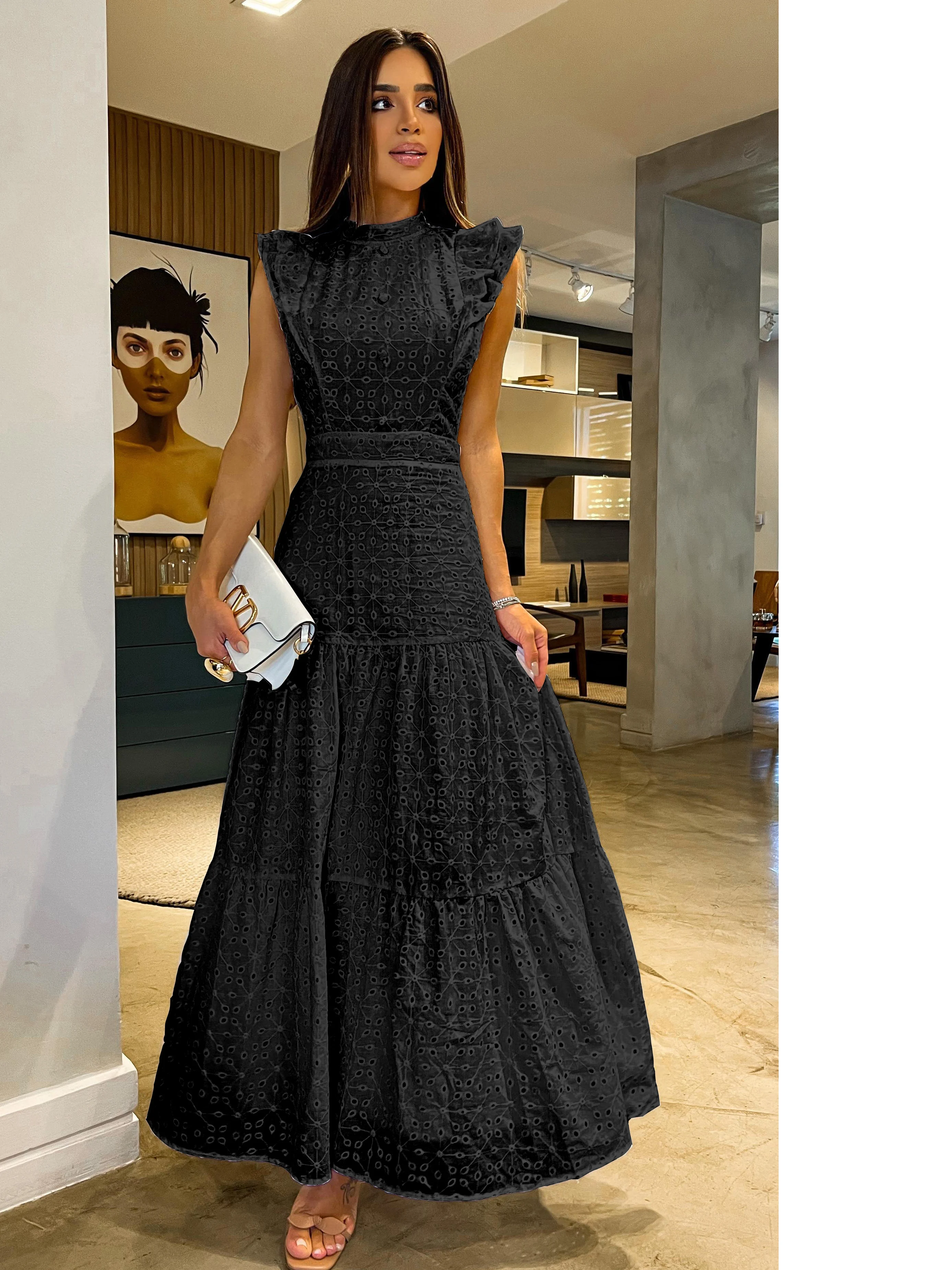 البوهيمي الصلبة الجوف خارج فستان المرأة الأنيقة س...