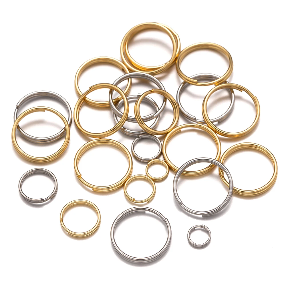 50/100 stücke 5-15mm Edelstahl offene Doppel-Sprung ringe für DIY-Schlüssel Doppel-Split-Schlüssel ringe Steck verbinder Schmuck herstellung Lieferungen – Detail 1