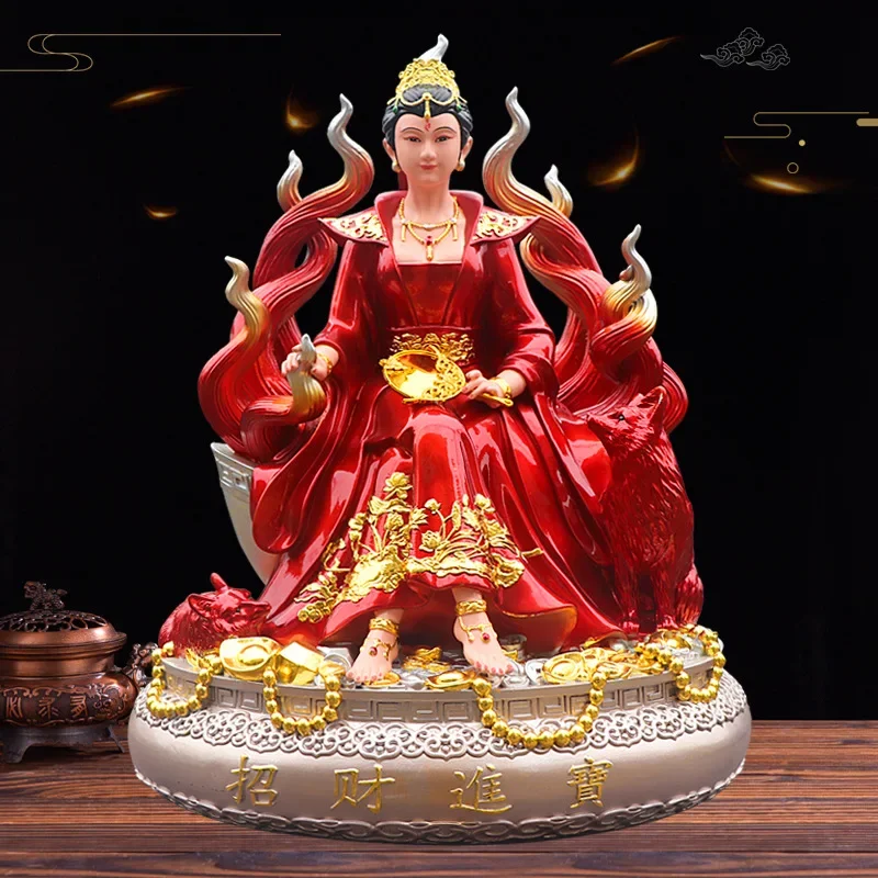 ❁❀✿✾ 火供九眼天珠 置物 赤❁❀✿✾ 1pc Resin Nine Tailed Fox Fairy Ornament Offering Buddha Statues