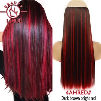 Estensioni dei capelli sintetici naturali sintetici 5 Clip In artificiale finto Ombre biondo marrone nero rosa dritto falso pezzo di capelli