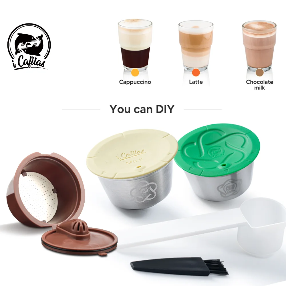 icafilas Reusable Coffee Capsule for Nescafe Dolce Gusto Milk Capsule