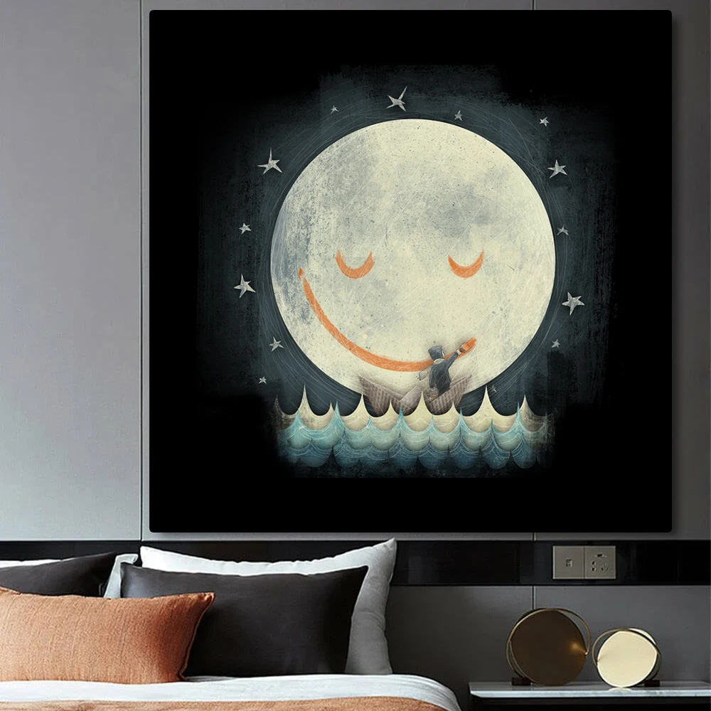 

If I Had A Boat Painting Cartoon Abstract Wall Art Canvas Poster Print Funny Picture for Kids Room Bedroom Home Decor Cuadros