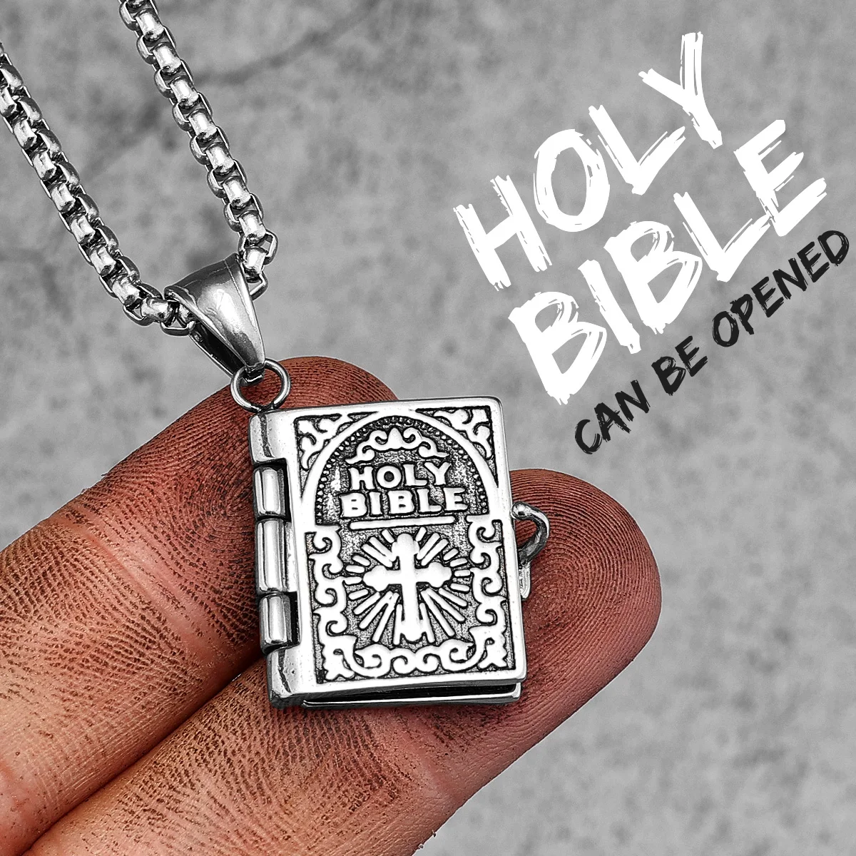 Biblia En Amuleto De Acero Inoxidable Con Cruz Cristiana Cat | Cuotas