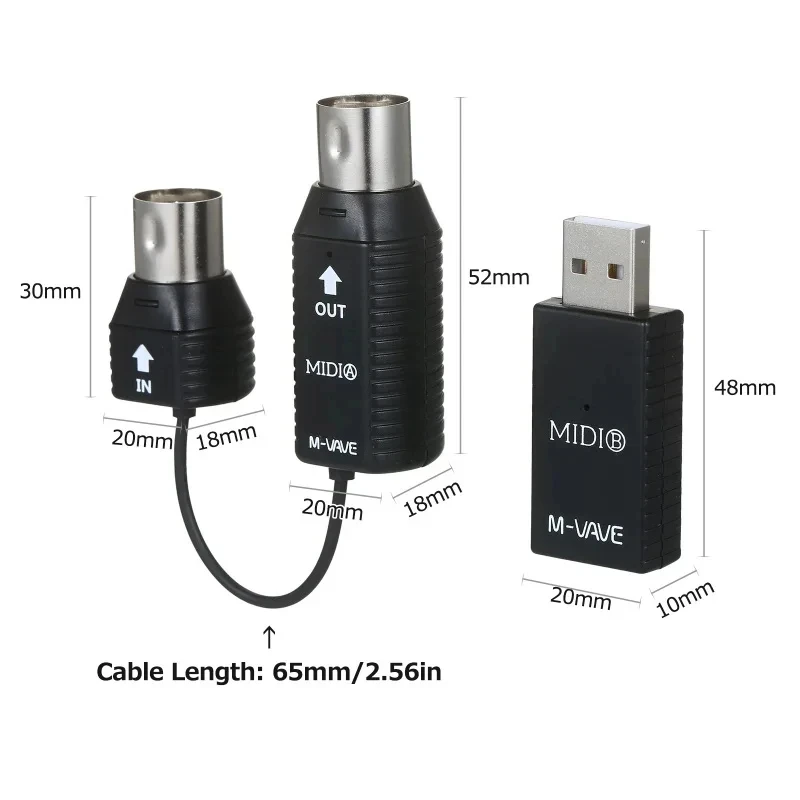 M-VAVE MS1 Mini Wireless MIDI Adapter System Plug & Play for Wireless MIDI Transmitter