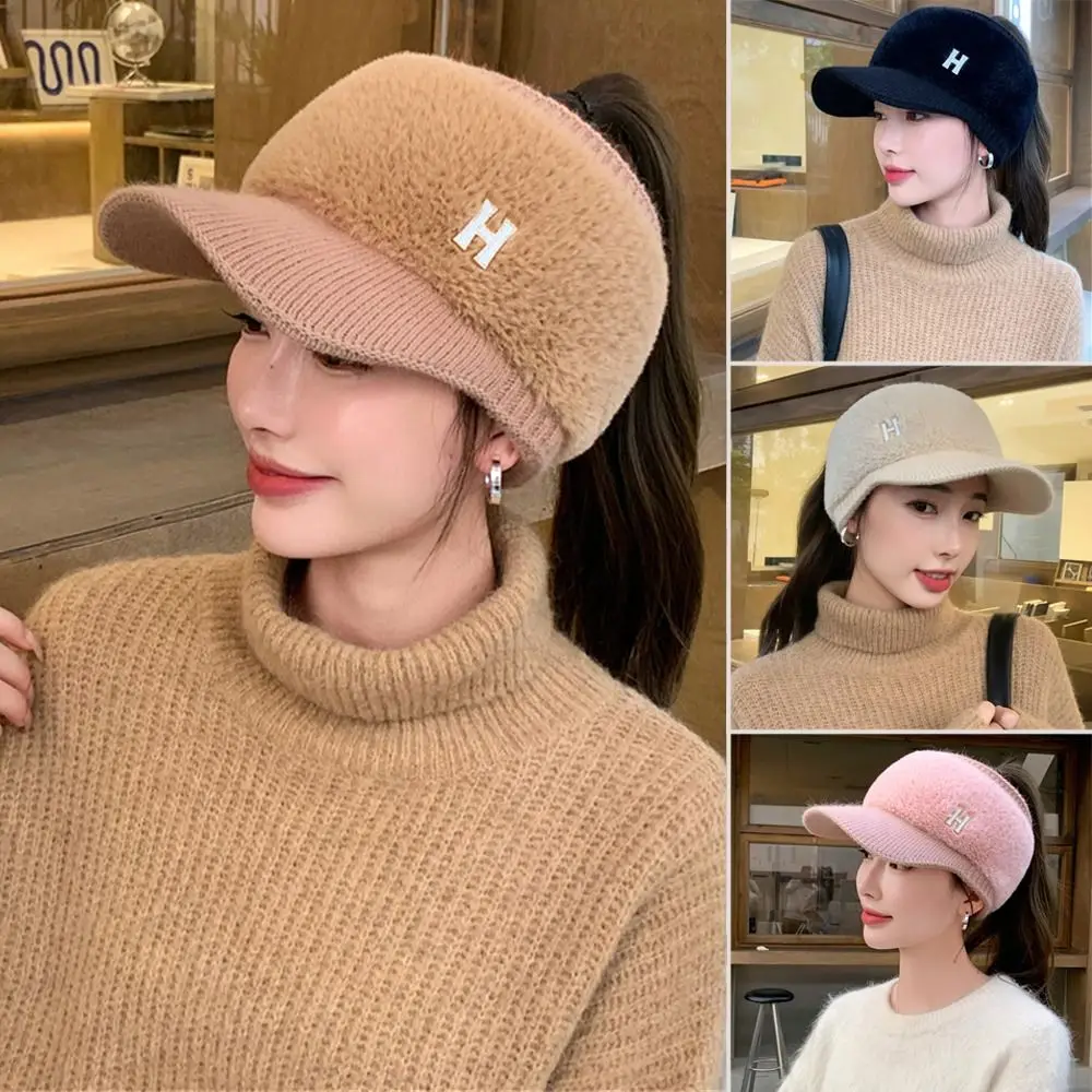 

Cold-proof Windproof Knitted Hat Fashion Soft Warm Plush Hat Bonnet Autumn Winter