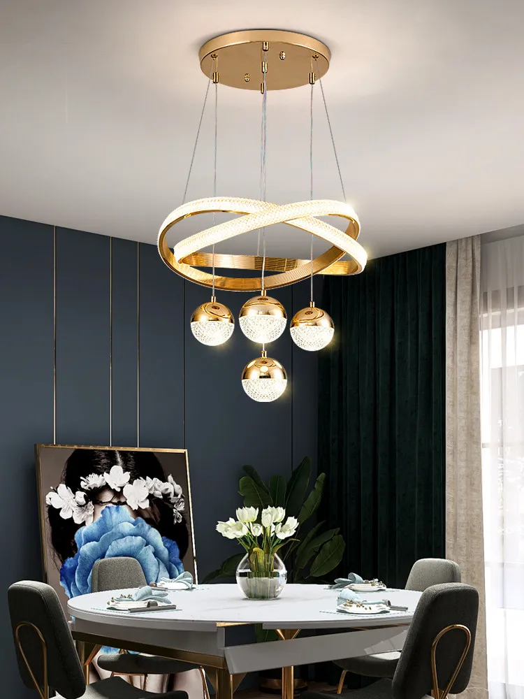

Light luxury dining room chandelier designer modern minimalist art three-head Nordic bedroom round table dining room lamp