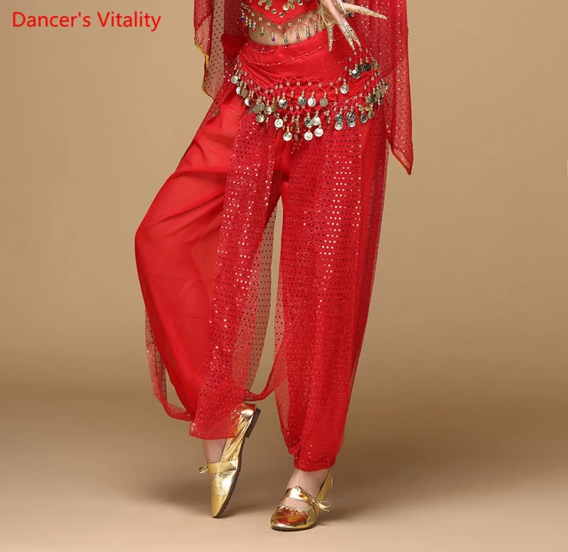 Harem Costume XUNZOO Women's Belly Dance Harem Pants Shiny Sequin
