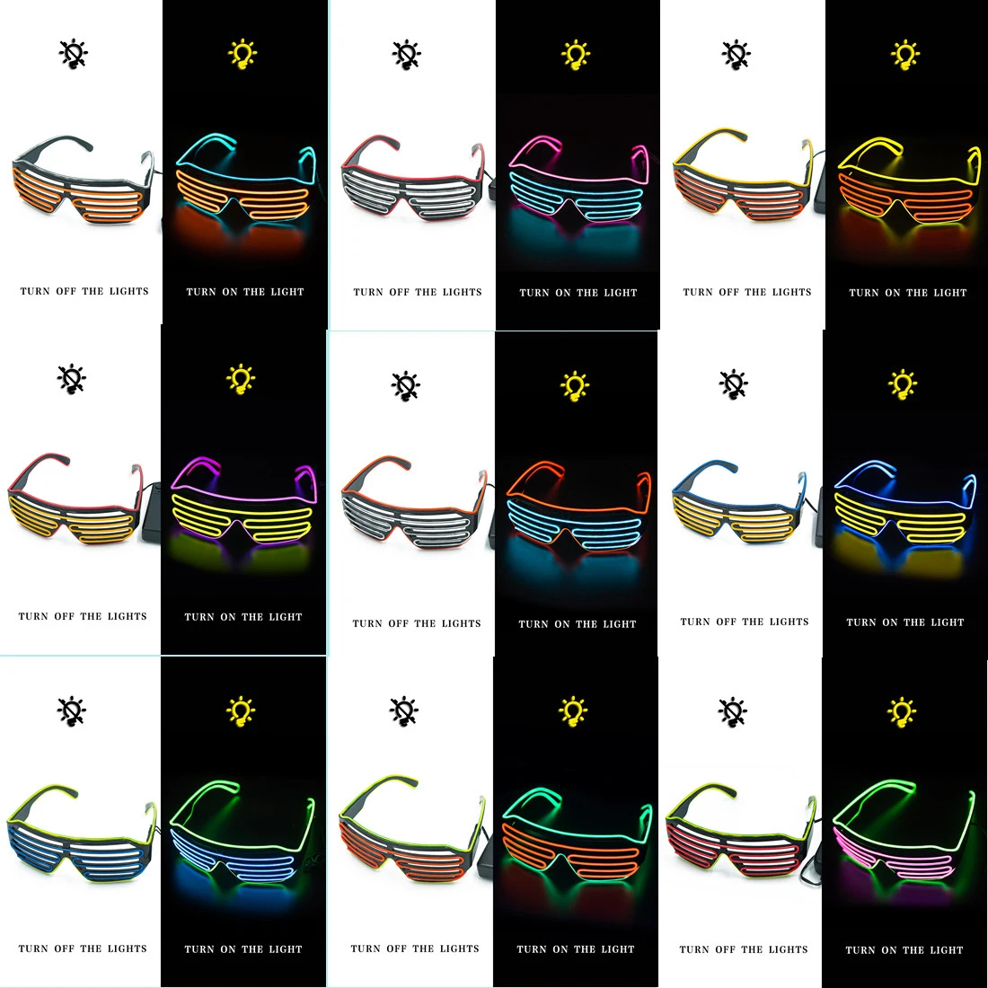 Luminous Neon LED Glow Glasses for Party Costumes and Decoration