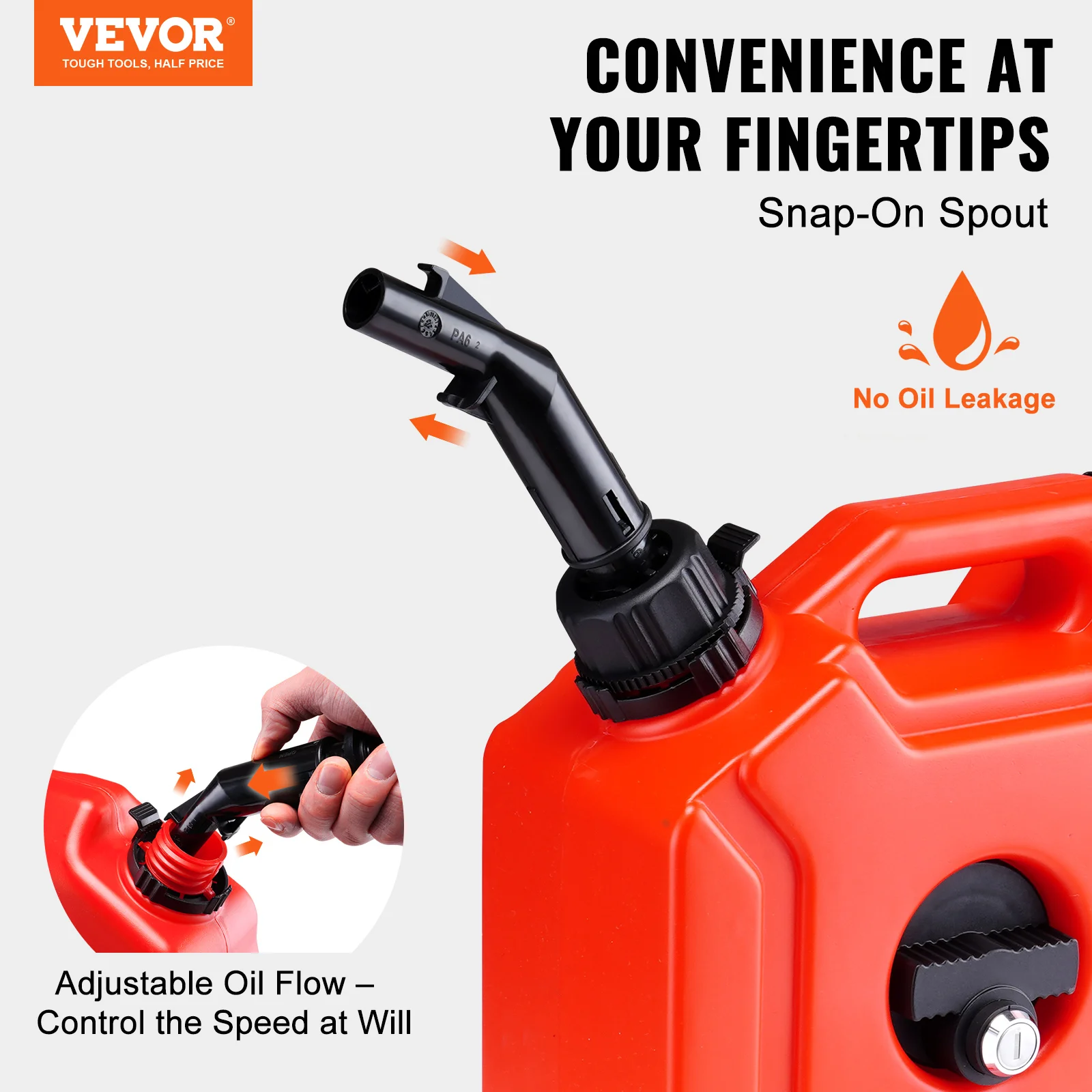 VEVOR 5/10L Red Fuel Tank Petrol Cans Gas Barrels Can Spare Water Container Spout Adjustable Flow Rate Motorcycle SUV Petrol Can Motorcycle Fuel Container