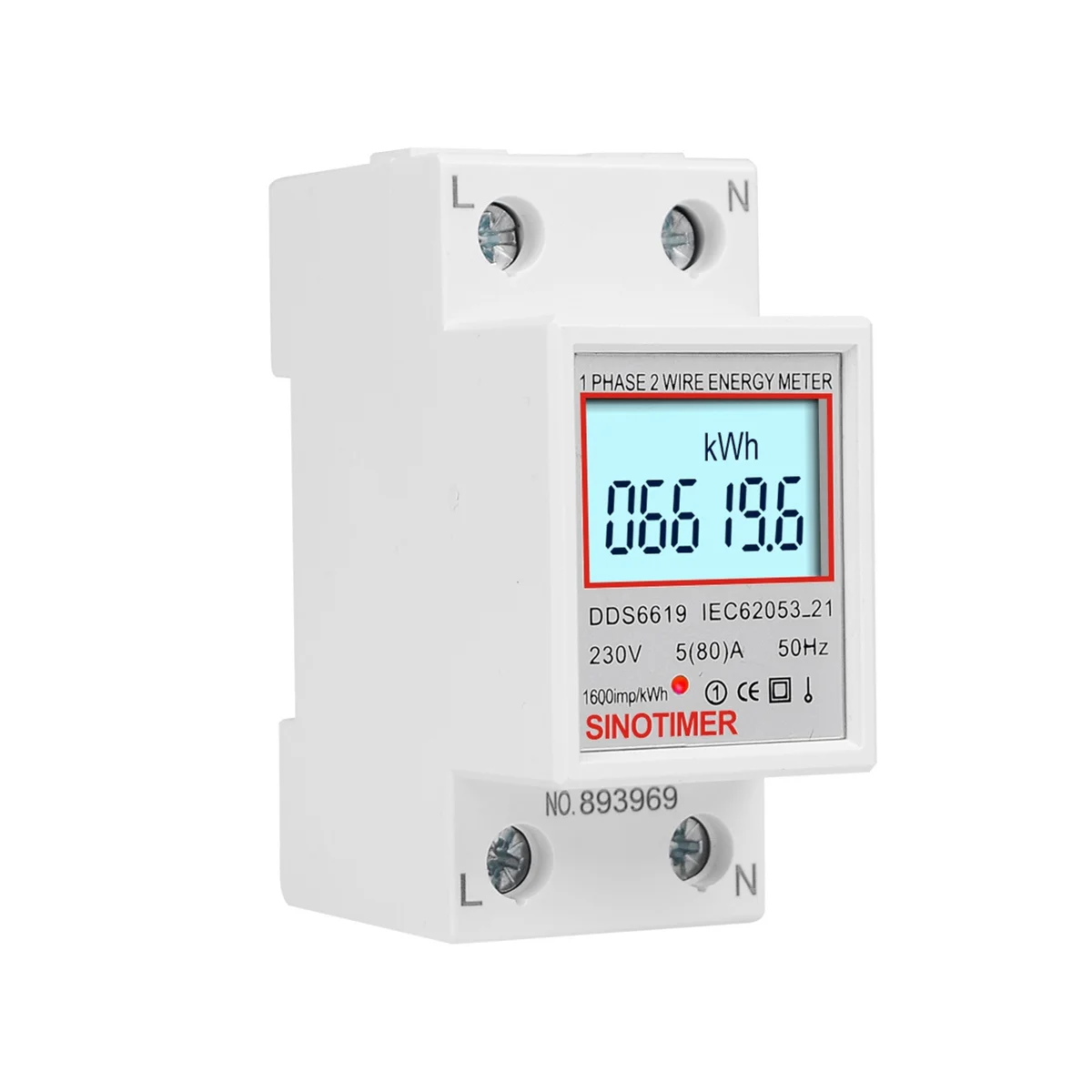 

Дисплей SINOTIMER DDS6619-006 с подсветкой, однофазный измеритель на DIN-рейке типа ватт-час, 2P электронный ватт-час 5(80)A 230 В