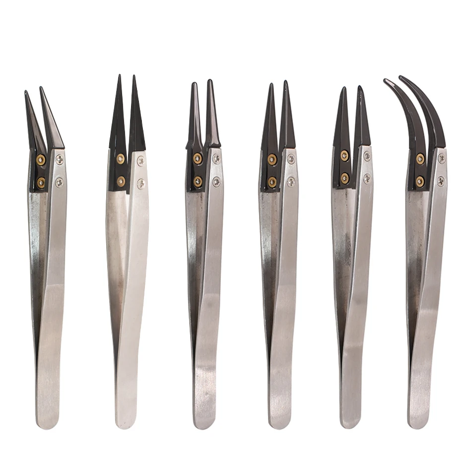 precision ceramic tweezers anti-static stainless steel