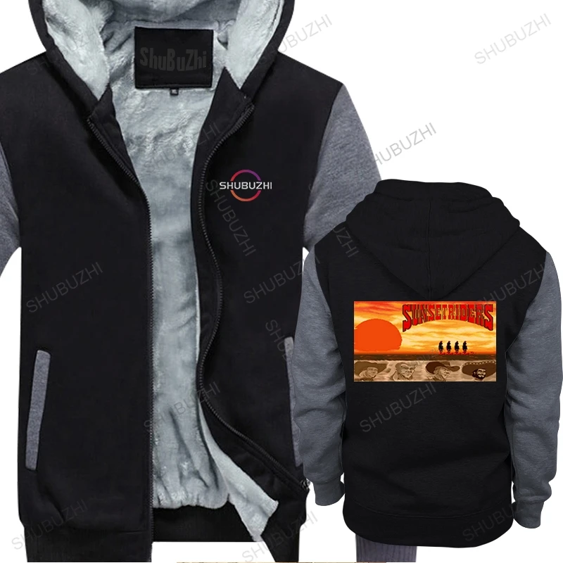 New Fashion Brand Thick Jacket Men Sunset Riders Eitghties Arcade Vintage Game Retro Black Basic Warm Hoody Homme Taglia Più Grande