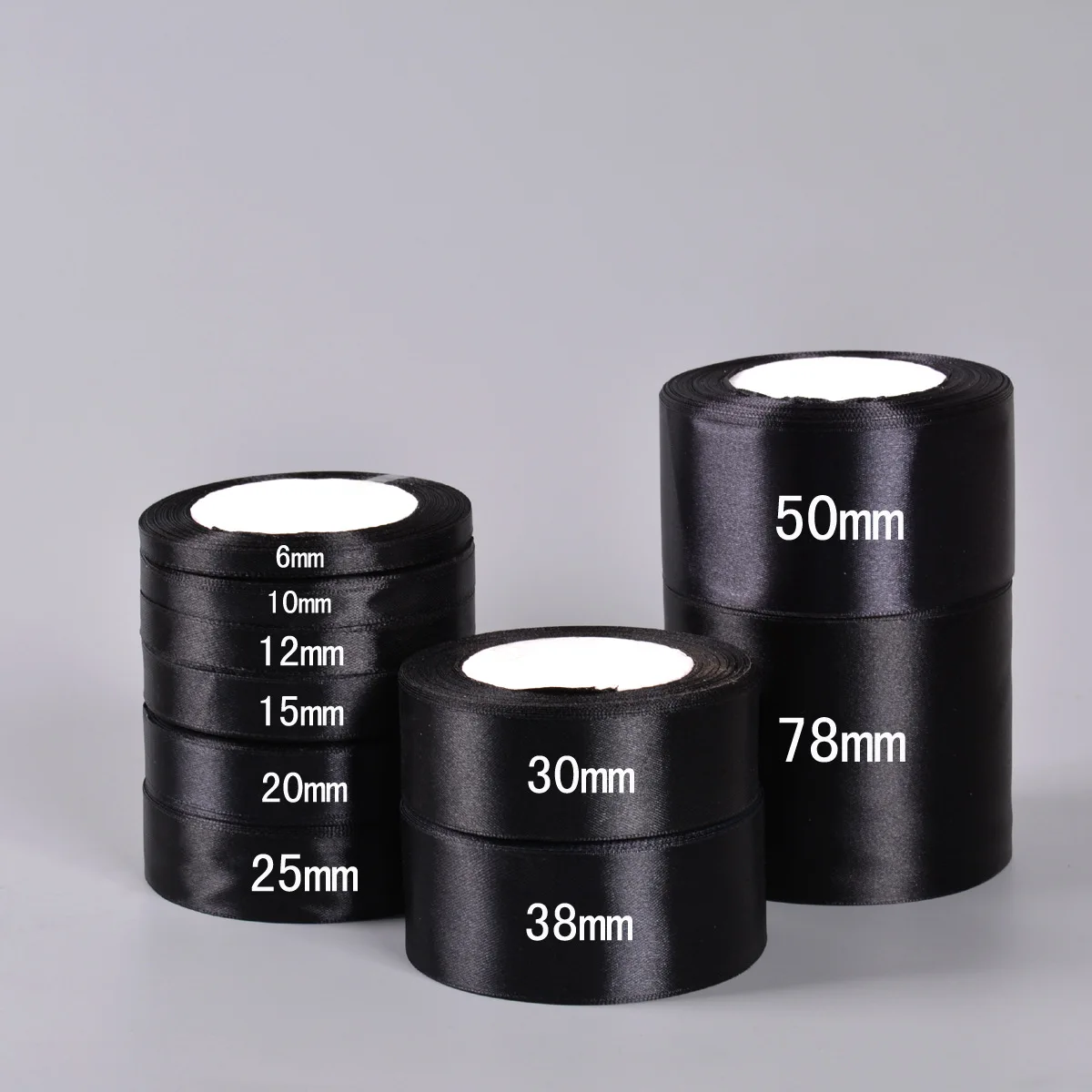 Satin Ribbon Single Face 6-10-12-15-20-25-40-50mm Gift Packaging Tape Christmas Halloween Birthday Party Decoration