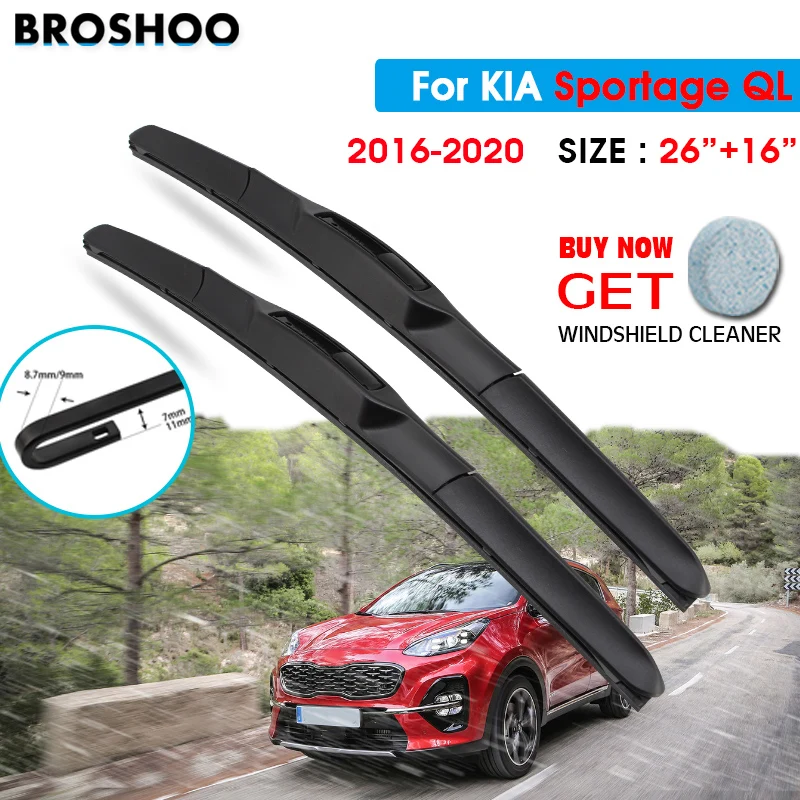 

Car Wiper Blade For KIA Sportage QL 26"+16" 2016-2020 Auto Windscreen Windshield Wipers Blades Window Wash Fit U Hook Arms