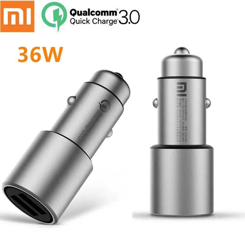 

Original Xiaomi Mi Car Charger QC3.0 X2 Dual USB Quick charge Max 5V/3A 9V/2A 15V/1.5A Metal Style