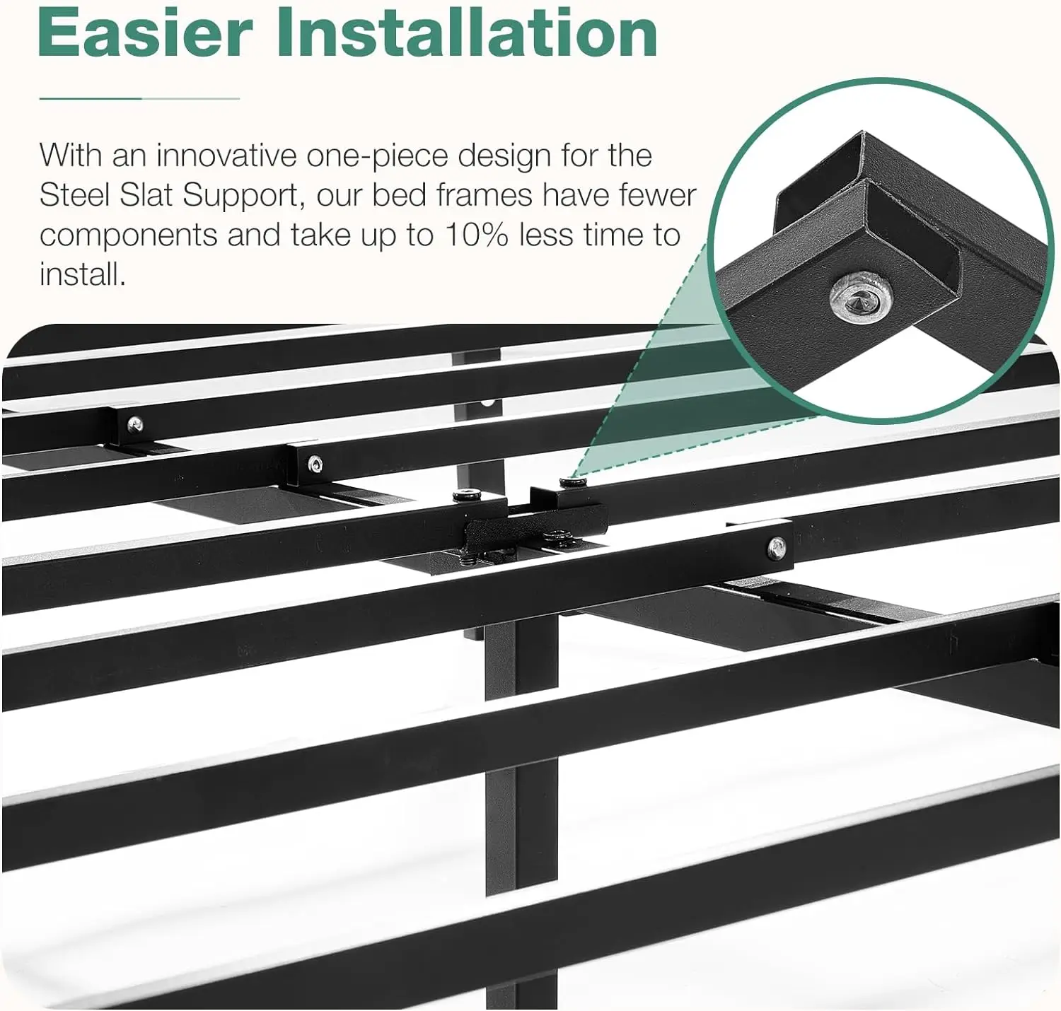 Queen Bed Frame 14 Inch Metal Platform Bed Frame Queen Size With Storage Space Under Bed Heavy Duty Steel Slat Support