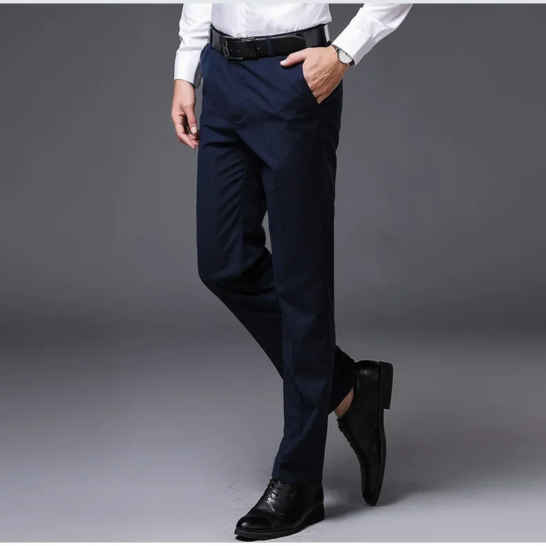 Burgundy Smart Business Casual Men Pants Men Suit Black Spring Autumn Fashion Straight Formal Classic Trousers Terno Masculino